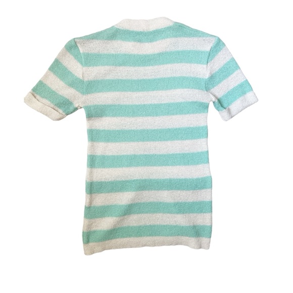 Vintage 80s light green and white striped tee - Picture 2 of 7